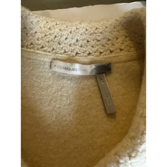 VTG Classiques Entier Cream Merino Wool Jacket Crochet Floral Buttons Size M - Picture 9 of 12